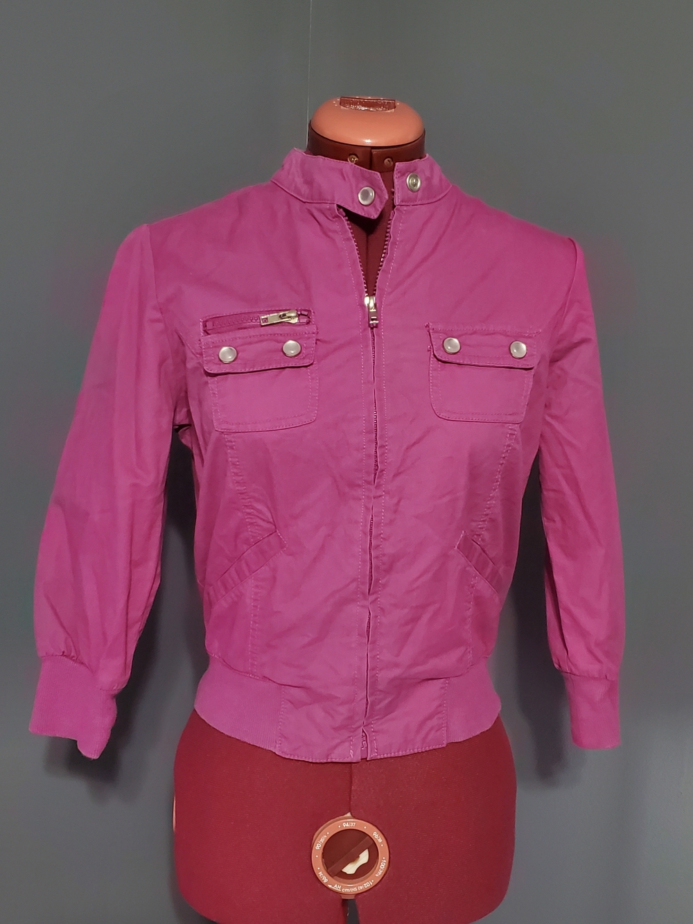 Vintage 579 Bright Purple Zip-Up Bomber Jacket Half Sleeve Women's Size S